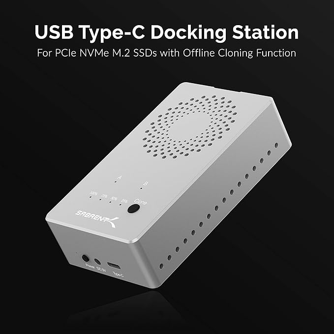 SABRENT Tool Free USB Type C Dual Docking Station for PCIe NVMe M.2 SSDs with Offline Cloning Function (EC-SSD2)
