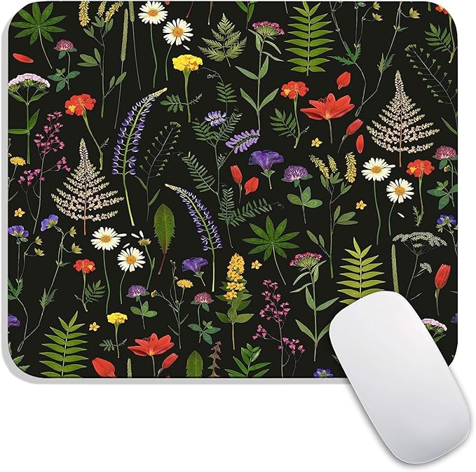 Square Mouse Pad Flowers,Personalized Premium-Textured Custom Mouse Mat Design,Washable Mousepad Cloth,Non-Slip Rubber Base Computer Mouse Pads for Wireless Mouse