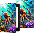 for 6" All-New Kindle Paperwhite 4 10th Generation (Model No. PQ94WIF) E-Reader Case, Slim Kickstand Stand Leather Smart Cover with Auto Wake/Sleep, Underwater Octopus