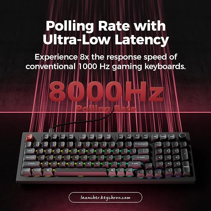 Keychron V5 Ultra 96% Wireless Mechanical Keyboard with 8000Hz Polling Rate & NKRO, Hot-Swappable RGB, Banana Switches, 97 Keys, 2.4GHz/Bluetooth/Wired, OSA PBT Keycaps, for Mac/Win/Linux- Black
