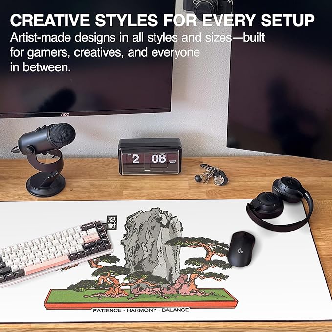 MPCO. Original Large Gaming Desk Mat – 36" x 17" Duraglyde OZGMX Bonsai Full Desk Mouse Pad for Smooth Precision – Non-Slip, Washable Extra-Large PC Mouse Pad for Gaming Sessions