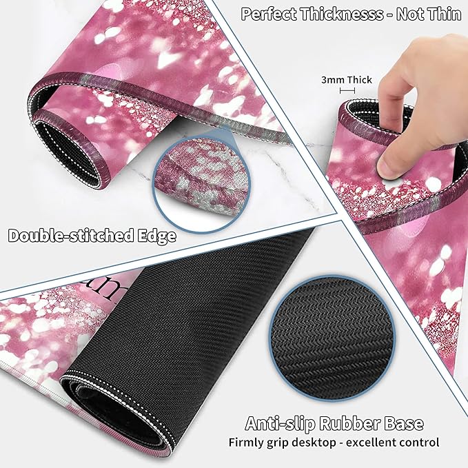Large Gaming Mouse Pad Set 35.4 x 15.7 with Keyboard Wrist Rest, Wrist Support, and Coaster Memory Foam Smooth Desk Pad Mousepad for Home Office School - Christian Bible