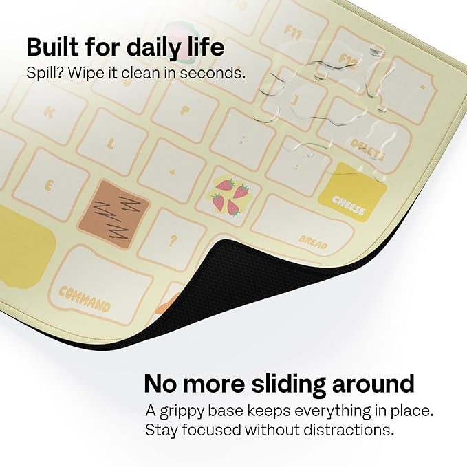 Pixio Mouse Pads - 36 x 16 inch XXL Buttery Keys Yellow Multifunctional Large Desk Mats for Gaming, Office, Desktop Anti-Slip Waterproof Washable Computer Mouse Mat