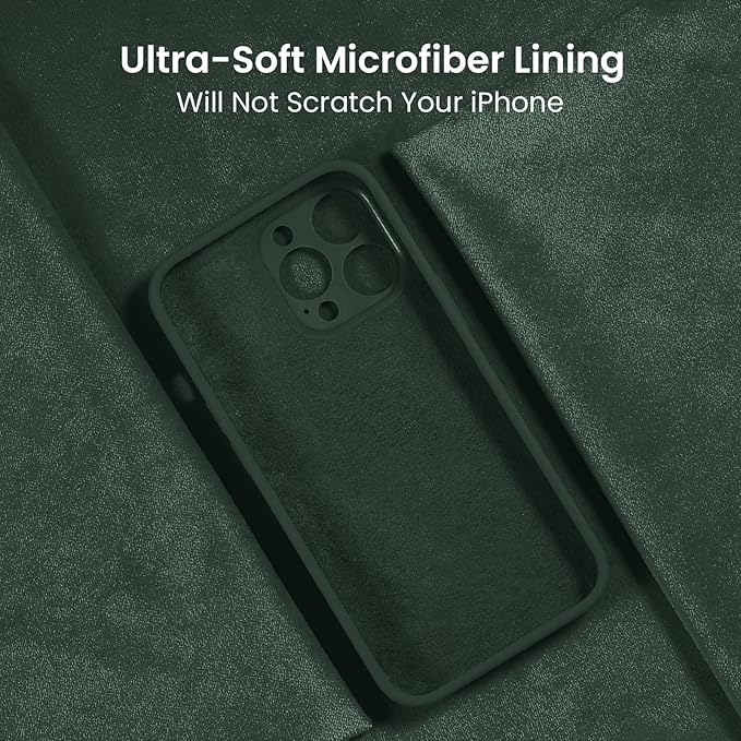 FireNova Designed for iPhone 13 Pro Max Case, Silicone [Camera Protection] Phone Case with [2 Screen Protectors], Soft Anti-Scratch Microfiber Lining Inside, 6.7 inch, Alpine Green