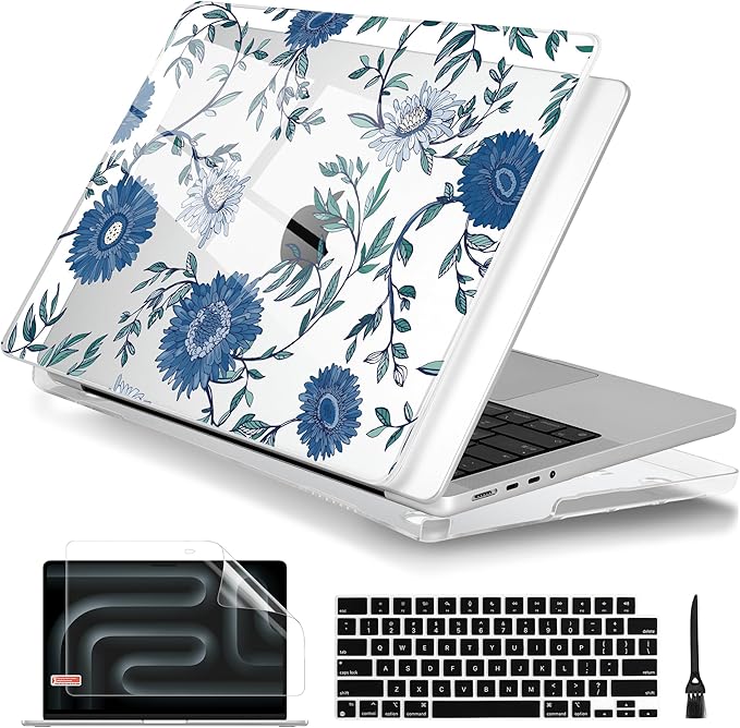 Batianda for MacBook Pro 14 Inch Case 2026-2021 Release M5 M4 M3 M2 M1 Pro/Max, 1.2mm Slim Graphic Hard Shell Cover with Keyboard Cover, Screen Protector 4-in-1 Bundle, Florals
