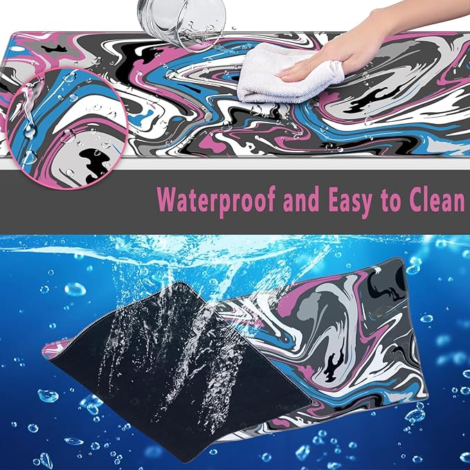 Rcege Large Mouse Pad for Desk - Gaming Mouse Pad with Stitched Edges, Anti-Slip Base for Keyboard and Mouse(Abstract Purple, 31.5L x 15.8W inches)