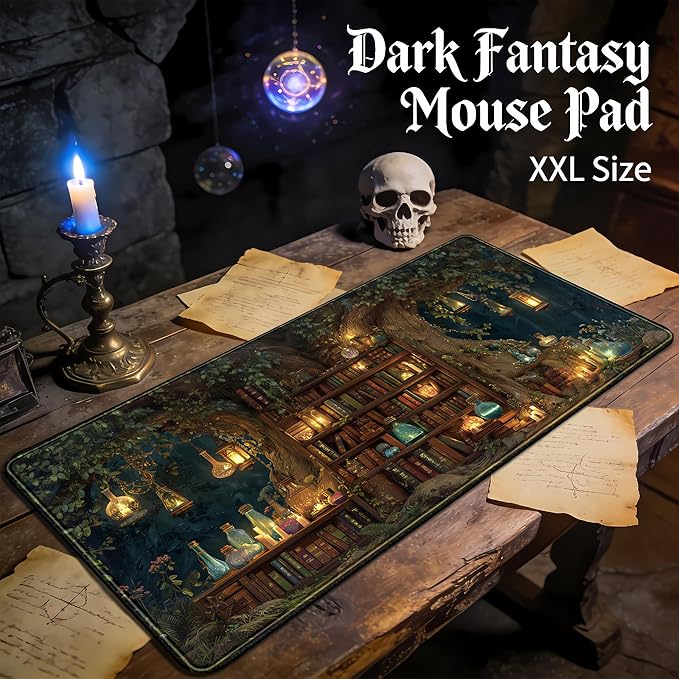 Desk Mat Large Mouse Pad Magical Tree Gaming Desk Pad, Extended Keyboard and Mouse Mat XXL, Computer Mats for Desktop Full Desktop Laptop Mat, Anime Dark Academia Office Desk Decor 31.5x15.7 Inch