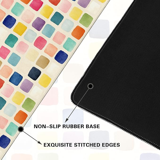 Desk Cover Mat, XXL Large Mouse Pad, Computer Laptop Cute Mat Desk Decor for Office Game Home 31.5 X 15.7 Inch (Colorful Checkered)