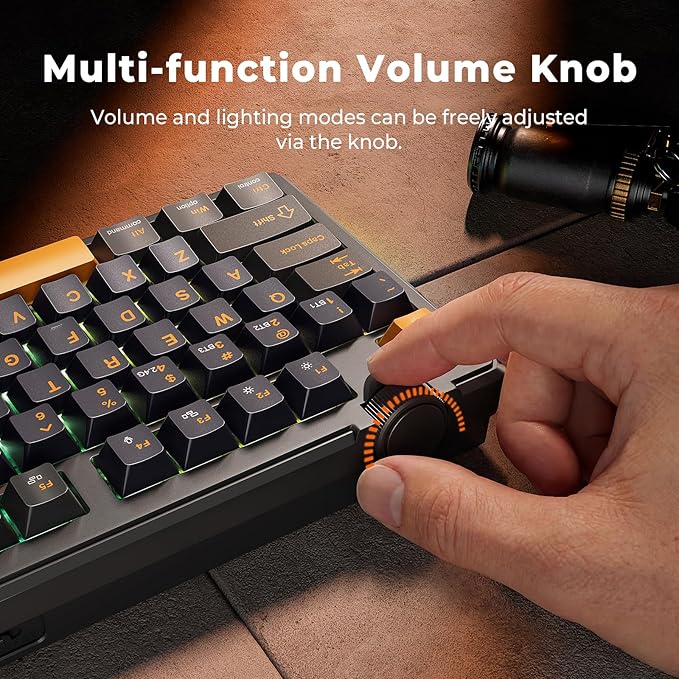 Redragon K716 Wireless Mechanical Keyboard with Knob, Gasket Gaming Keyboard in TKL Layout, Hot swap Pre-Lubed Switches, RGB Backlight, for PC/Mac (Black)