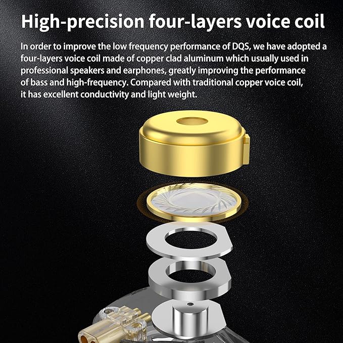 KZ DQS Wired Earbuds Dynamic Driver in Ear Monitor Headphone Semi-Open HiFi Bass Earphone 2pin 3.5mm Gaming Earbuds for Singers Musicians