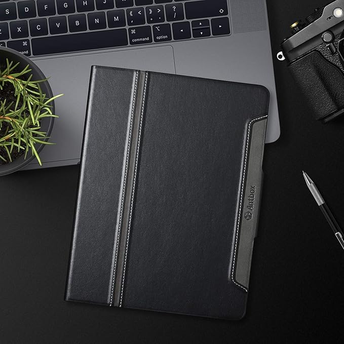 Antbox Case for iPad Pro 12.9'' 6th Generation (2022) 5th/4th/3rd Generation (2021/2020/2018), Built-in Pencil Holder Auto Sleep/Wake Function PU Leather Smart Cover (Black)