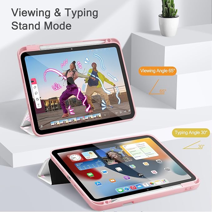 May Chen for iPad Pro 13 Inch Case M5 2025 / M4 2024, Built Pencil Holder & Clear Transparent Print Back Shell Slim Stand Shockproof Tablet Cover, Auto Wake/Sleep, Ballet Shoes