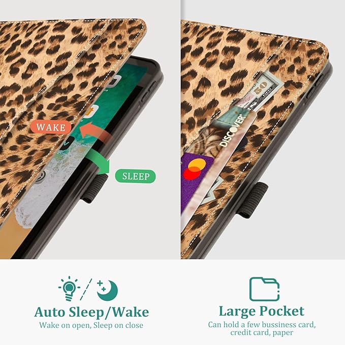 Lokigo for iPad Air 13 Inch Case M3/M2 (2025/2024) Leopard iPad Pro 12.9 Case (6th/5th Gen 2022/2021), Support Touch ID & Pencil Pro/2nd/USB-C, Brown