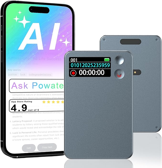 AI Voice Recorder, Transcribe & Summarize by ChatGPT, Digital Recorder Device for Lectures, Meetings, Calls, Support 107 Languages, 64GB Memory