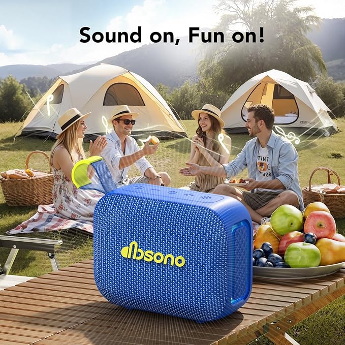 Portable Bluetooth Speaker Waterproof Gift: IPX5 HD Sound Up to 24H Playtime, TWS Pairing, Wireless Speakers with Lights, Mom Gifts, Outdoor|Travel| Camping|Pool|Beach Essentials Accessories-Blue