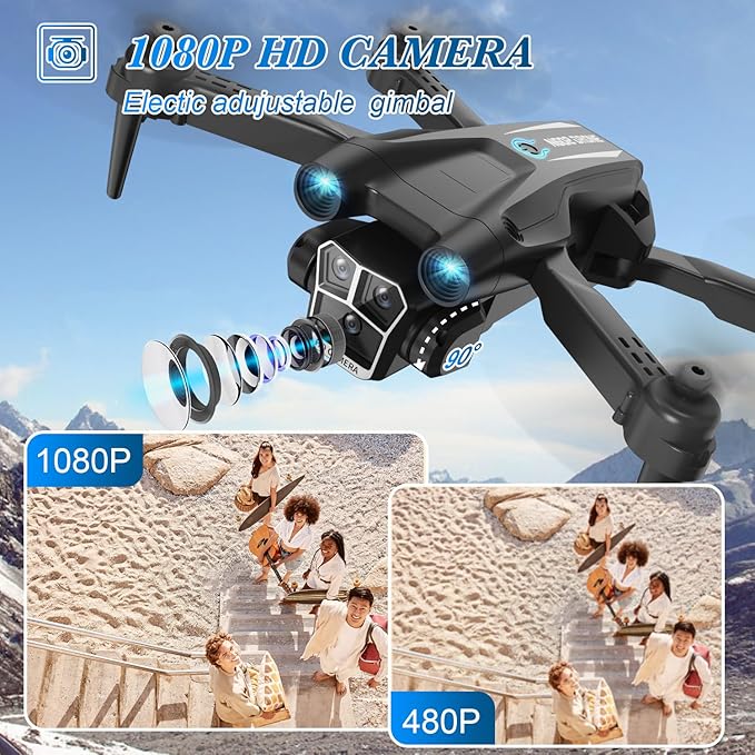 Drone with Camera 1080P HD, Mini Drone for Beginners Kids Adults, RC Quadcopter with 2 Batteries, Carrying Case, Stable Hover, Trajectory Flight, Gravity Control, One Key Take Off/Land, Black