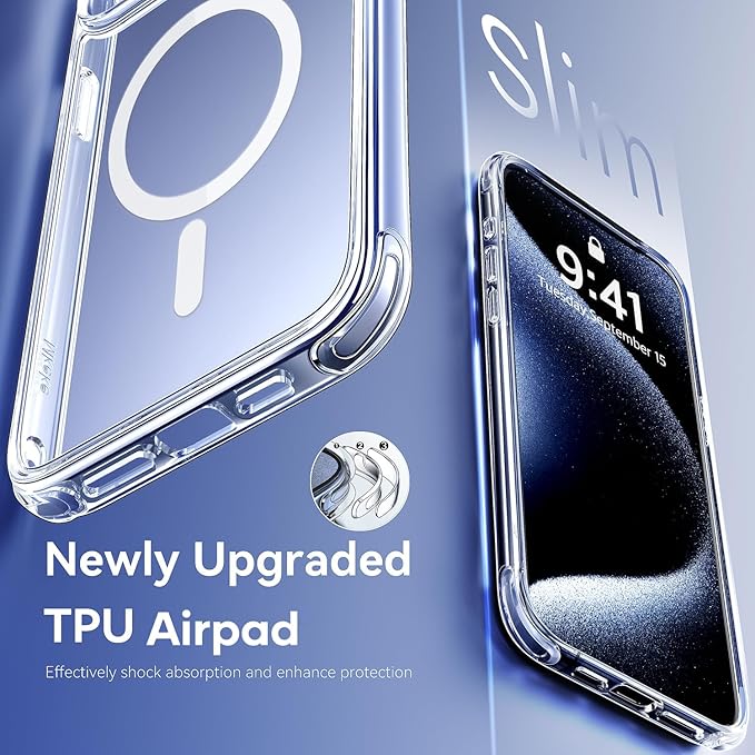 Mkeke Magnetic Designed for iPhone 15 Pro Case, Compatible with Magsafe, Yellowing Resistant, Military-Grade Drop Protection, Shockproof Phone Case for Apple iPhone 15 Pro 2023
