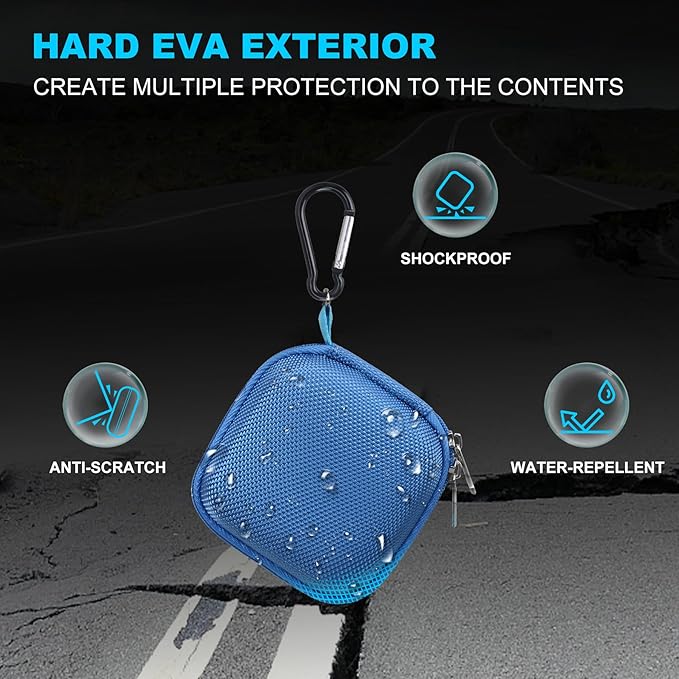 Lacdo Hard Drive Carrying Case for Crucial X10 / Crucial X9 Pro / X9 / X10 Pro SSD 1TB 2TB 4TB 6TB 8TB Portable External Solid State Drive, Hard EVA Shockproof Water Repellent Storage Travel Bag, Blue