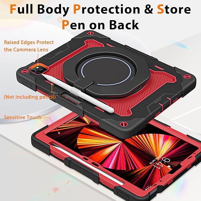 ROISKIN for iPad Air 11 inch M4/M3/M2 Case, iPad Pro 11 inch 4th/3rd/2nd/1st Generation,iPad Air 5th/4th 10.9 inch Case,Heavy Duty Shockproof with 360 Stand Handle Shoulder Strap Pen Holder for Kids