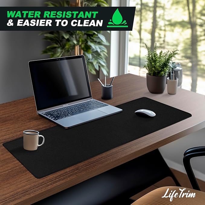 LifeTrim 36” x 13” Extra Large Mouse Pad Gaming Extended Keyboard Mat Full Desk Cover Oversized Mouse Pad XL Desk Protector Mat Giant Thick Black Gaming XXL Mousepad Large Desk Mats Deskpad
