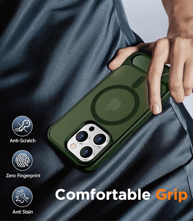 Magnetic Compatible with iPhone 14 Pro Max Case, [Built-in Invisible Kickstand][Compatible with MagSafe] [Military Grade Shockproof] Slim Translucent Matte Phone Case for iPhone 14 Pro Max 6.7"