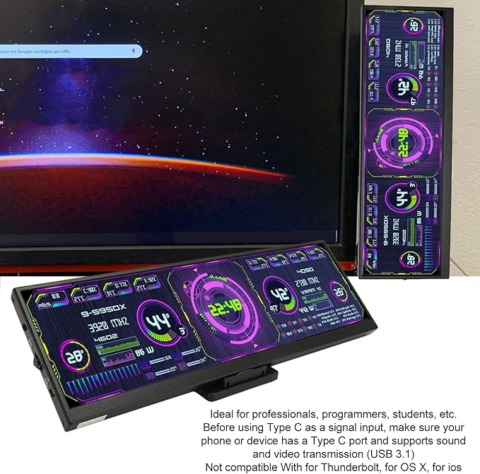 Vikye Portable Monitor, 12.7 Inch 4K 120Hz IPS Second Screen Portable Laptop Monitor, USB - C HDMI Travel Monitor for Sub CPU GPU Display, VIKYEGKUAI8YB0D