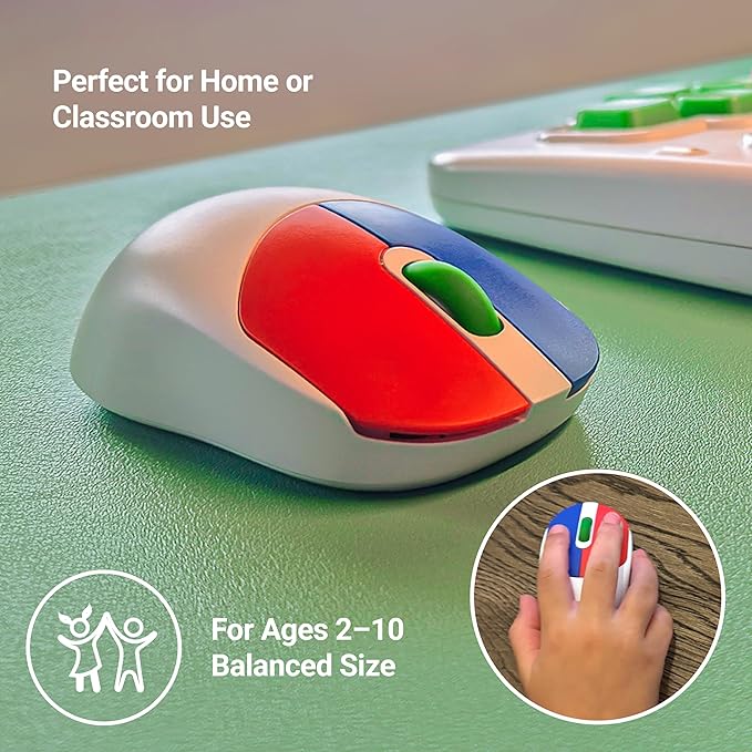 Clevy Kids Mouse - Colorful Ergonomic Bluetooth Computer and Laptop Kids Mouse for School and Home Computer Use - Wireless Children Friendly - Compatible with Windows, macOS, Chromebook