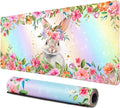 Lokigo Cute Rabbit Desk Pad, Gaming Mouse Pad 31.5"x15.7", Waterproof Big Mouse Pad for Desk Rubber Base Desk Matt with Stitched Edges Keyboard Mousepad for Laptop, Game, Work, Study, Bunny