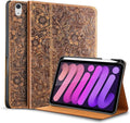 Gexmil Genuine Leather Case for iPad mini 7 (A17 Pro) 2024 / iPad mini 6 Generation 2021 8.3 Inch,Pencil Holder,Protctive Shockproof Cowhide Cover,Auto Sleep/Wake,Pencil 2 Wireless Charging, Brown