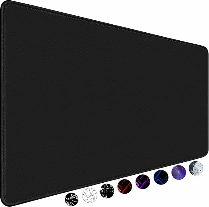 Gaming Mouse Pad, Large Mouse Pads Waterproof Extra Large Big Mouse Pad with Stitched Edge, XXXL Non-Slip Black Computer Mousepad Desk Mat for Gamer, Office & Home, Black