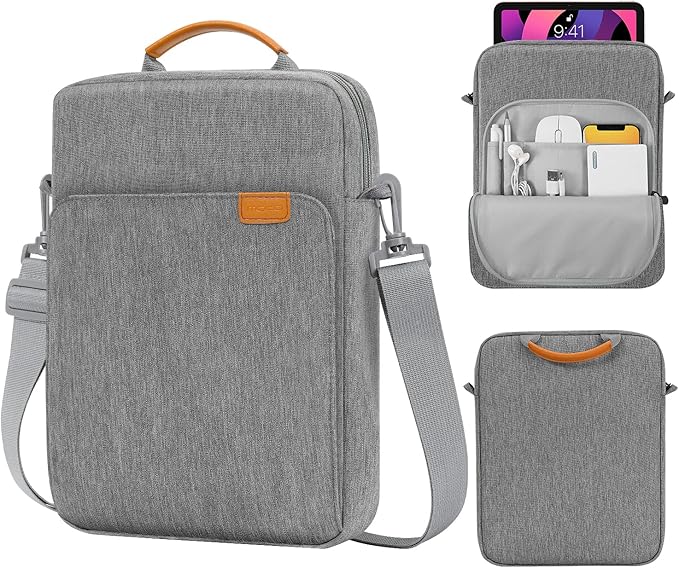 MoKo 9-11 Inch Tablet Sleeve Bag Handle Carrying Case with Shoulder Strap Fits iPad Pro/Air/A16 11 inch,iPad 10th 10.9,i-Pad 9/8/7th 10.2,iPadAir 5/4th 10.9,i-Pad 9.7,Tab S8/S9 11", Dark Gray