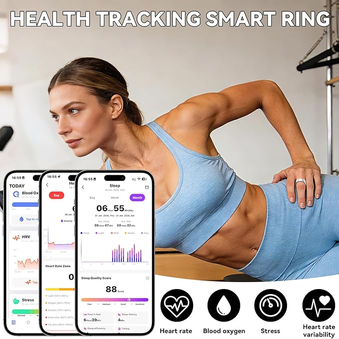 Smart Ring for Women Men,Fitness Tracker Ring,Heart Rate,Blood Oxygen,Step Tracker,Sleep Tracker,Meditation Assistance,No Subscription Fee,IP68 Waterproof Smart Ring for iphone&Android(Gold 13)