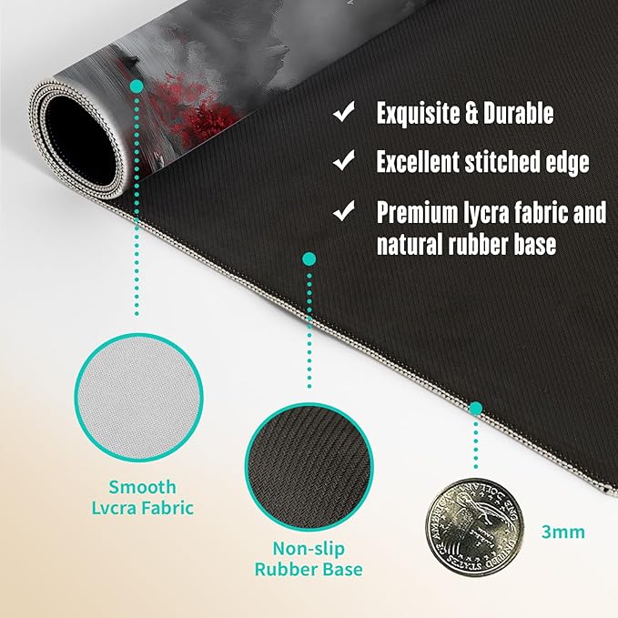 Extended Gaming Mouse Pad, Large Mouse Mat 3 mm Nature Rubber Base Mousepad with Stitched Edges, Non-Slip Desk Mat for Office Home Great Gift 31.5x11.8 Inch (Dark Canyon 5)
