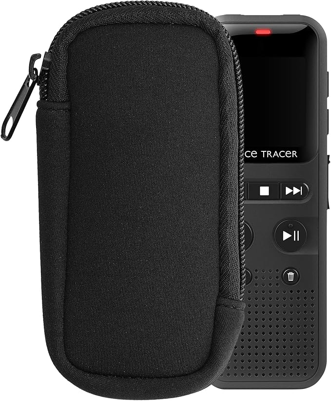 kwmobile Neoprene Voice Recorder Case Compatible with Universal Voice Recorder - Inside Size 4.5 x 1.8 inches (11.5 x 4.5 cm) - Black