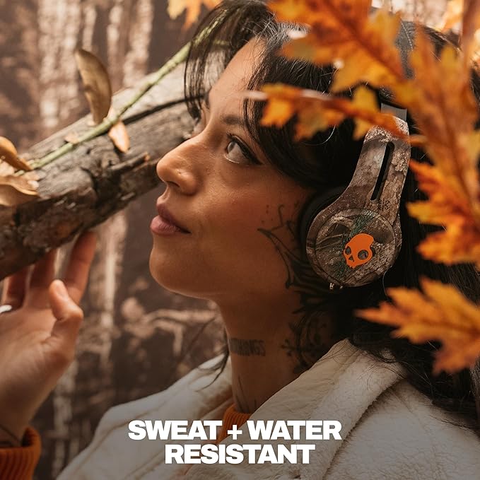 Skullcandy Icon ANC Wireless On-Ear Bluetooth Headphones, Active Noise Cancelling, 60 Hours Battery, Sweat Water Resistant, Foldable Durable Travel Ready, Microphone for iPhone Android - Realtree APX