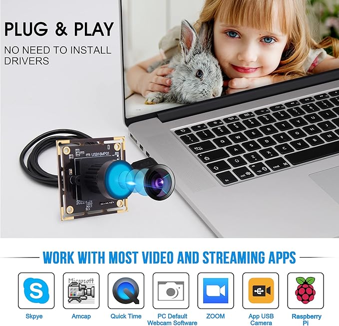 16MP 4K USB Camera with 170 Wide Angle Lens - 3496P Tiny Embedded Camera Board for Industrial, Machine, OpenCV, UVC, Video, Raspberry Pi, Jetson Nano