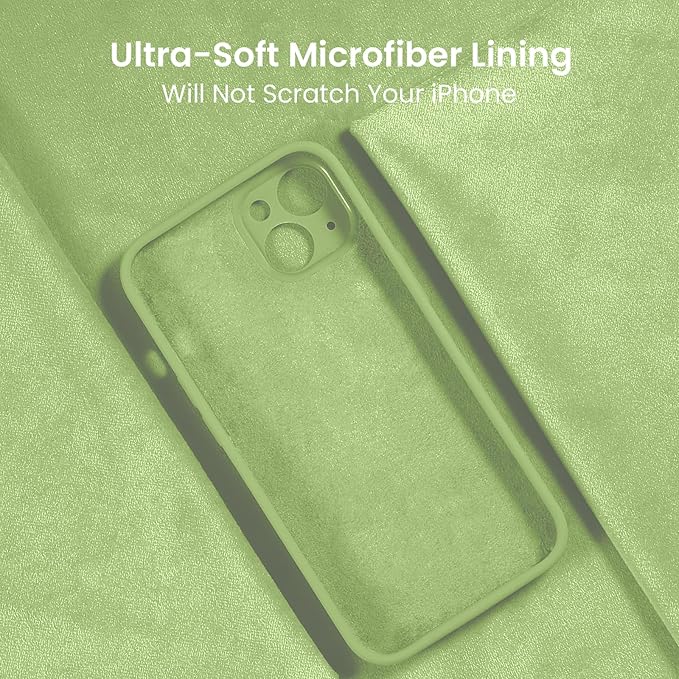 FireNova Designed for iPhone 13 Case, Silicone Upgraded [Camera Protection] Phone Case, Soft Anti-Scratch Microfiber Lining Inside, 6.1 inch, Tea Green