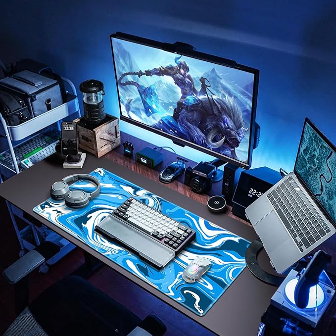 Canjoy Gaming Mouse Pad, Fluid Pattern Mouse Pad 31.5x15.7inch Large Extended Computer Mouse Mat Keyboard Full Desk Mousepad for Gaming, Office, Home