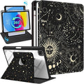Uppuppy for iPad Air 11 inch Case, Air 5th/4th Generation 10.9, Pro 11'' Case Women Girls for Apple Pencil Holder Cute Sun and Moon Stars Rotating Folio Cover for iPad Air 5/4 (2022/2020)/Pro 11"