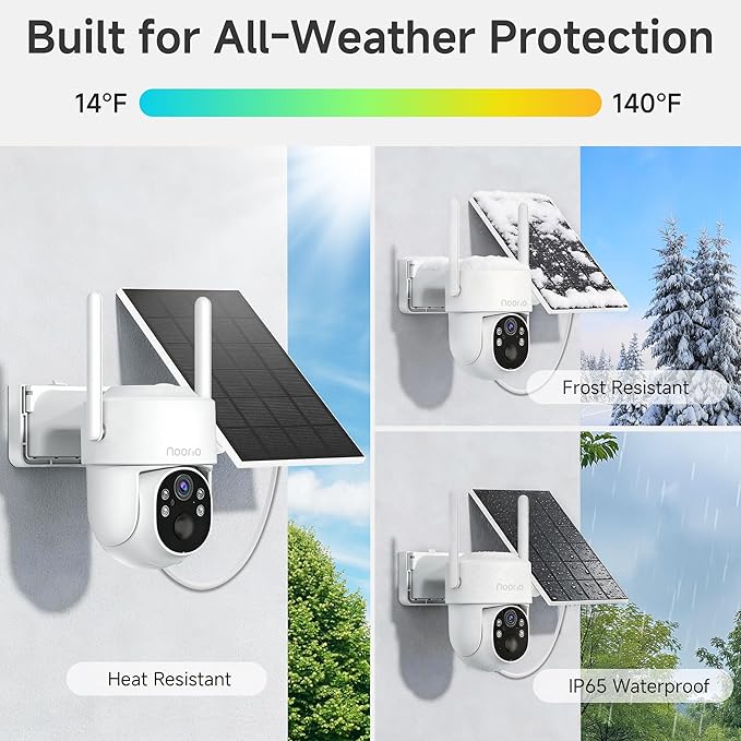 Noorio Solar Security Cameras Wireless Outdoor, 5G & 2.4G WiFi Cameras for Home Security, 1080P Battery Powered Outdoor Camera, Expandable Local Storage, AI Human Detection, Color Night Vision, SD200
