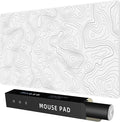Rinaze Extra Large Gaming Mouse Pad with White Topographic, XXL Mousepad, Big Mouse Mat Desk Pad, Non Slip Keyboard Pad for Gaming Computer Laptop PC Office Desk Accessories