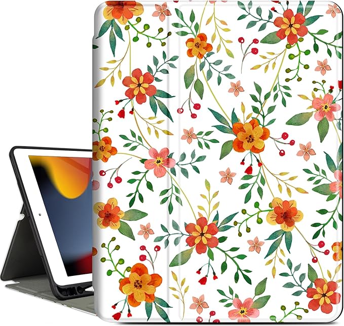 Vimorco Case for iPad Air 3 2019, for iPad Pro 10.5 inch 2017/2019, for iPad 9th/8th/7th Generation 10.2 inch,Multiple Viewing Angles,Pencil Holder,Full Protective Cover,Auto Sleep/Wake,Yellow Flower