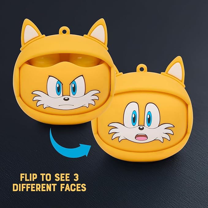 Sonic The Hedgehog Wireless Earbuds, True Wireless Bluetooth Earbuds, in-Ear Headphones with Active Noise Cancelling and Charging Case (Tails)