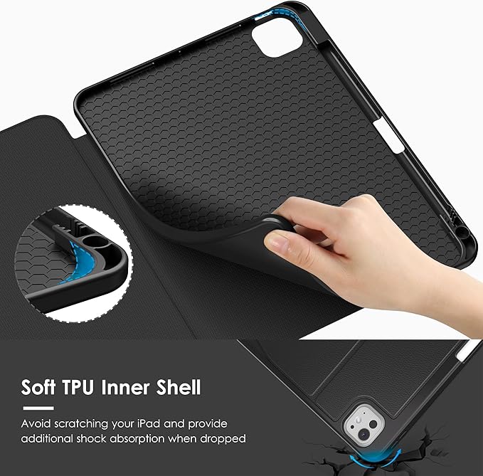 VIKESI Case for iPad Pro 11 inch (M5/M4) 2025/2024,Multiple Angles Magnetic Stand Cover,Shockproof Back,Pencil Holder,and Auto Sleep/Wake,Black