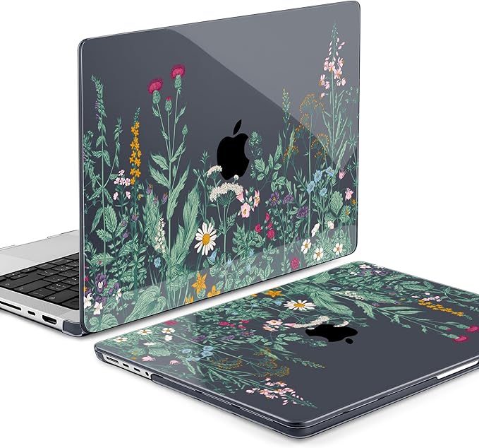 DONGKE Case for MacBook Pro 14 Inch (2026-2021 Release, M5 M4 M3 M2 M1 Pro/Max Chip), Plastic Slim Hard Shell Protective Cover with Keyboard Cover & Screen Protector, Garden Florals