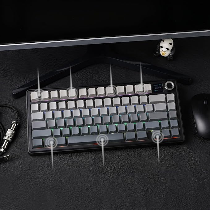EPOMAKER X Aula F75 MAX Wireless Mechanical Keyboard with TFT Screen and Knob, Gasket Gaming Keyboard in 75% Layout, Hot Swappable, RGB Backlight, for PC/Mac/Linux (Black Gradient)