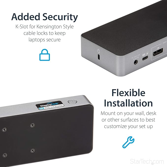 StarTech.com USB-C / USB-A Hybrid Docking Station for MacBook Pro / Air M1 M2 M3 M4 & Windows, Universal Dual 4K 60Hz HDMI DP Dock, Thunderbolt Compatible, 60W Laptop Charging