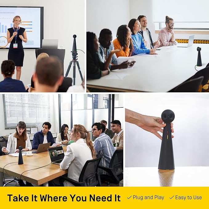 IPEVO Totem 180 4K Panoramic Video Conference Camera w/ 180° & 120° View, Premium Webcam, Full Room Coverage, AI Auto Framing, Noise Reduction Mics, Plug-and-Play USB-C, Remote Hybrid Learning