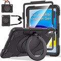 Andnary Case for iPad (A16) 11th /10th Generation 11/10.9 Inch 2025/2022 with Screen Protector/360° Rotate Stand/Shoulder Strap/Pencil Holder, Shockproof iPad 11th/10th Gen Cover (Black)