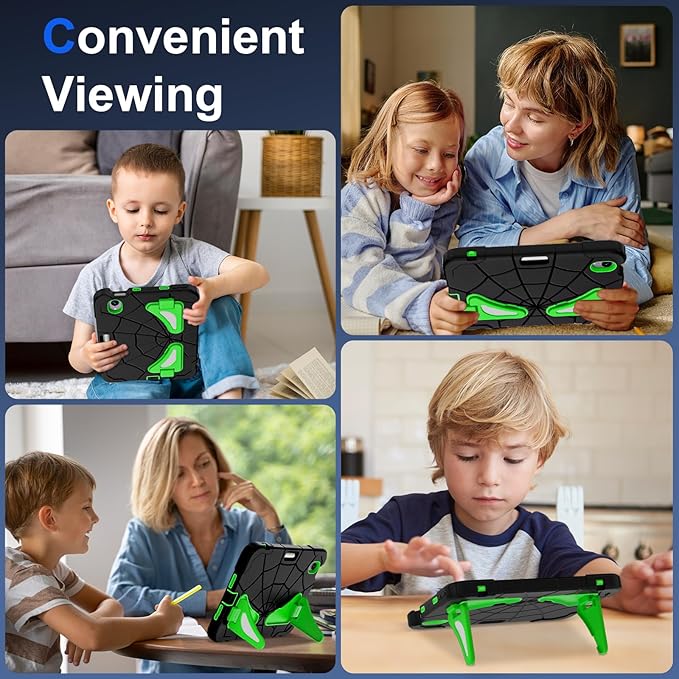 AKABEILA Compatible with Apple iPad mini 6 2021/iPad mini 7 2024 Tablet Case，Lightweight Shockproof Rugged Protective Cover with Kickstand for Kids Children Boys Babies Dark Green